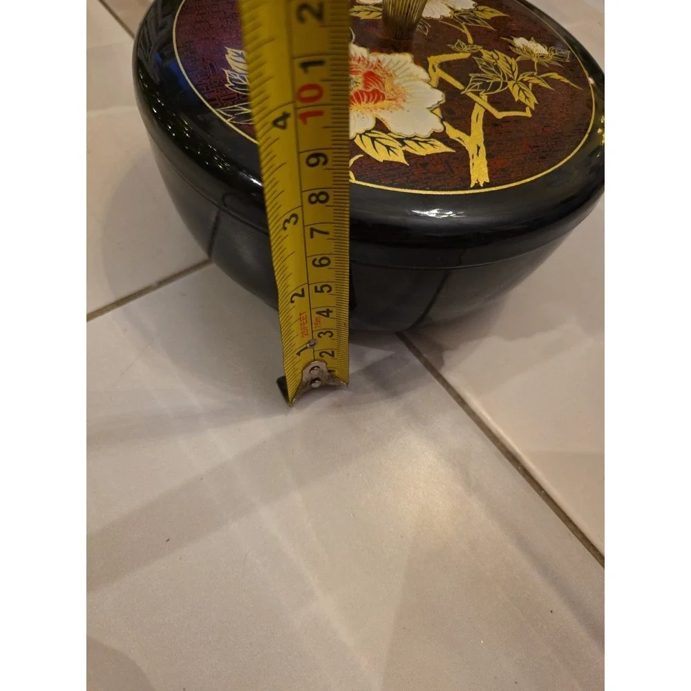 Japanese Lacquerware Bento Box Lazy Susan Floral‎ Design Removable Tray B2